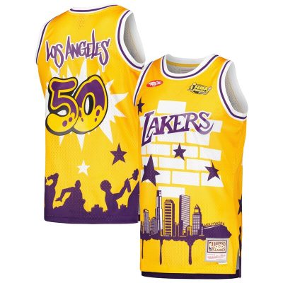 Los Angeles Lakers x Tats Cru Hardwood Classics Fashion Jersey - Gold