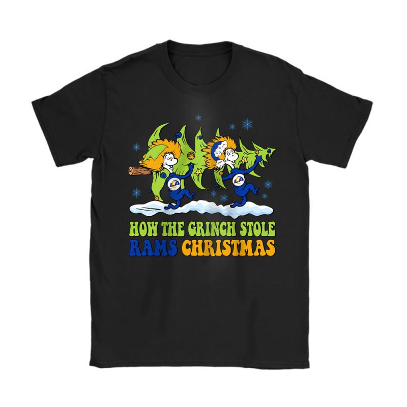 Los Angeles Rams Merry Christmas NFL Gift For Fan Cute Grinch Unisex T-Shirt Cotton Tee TAT20791