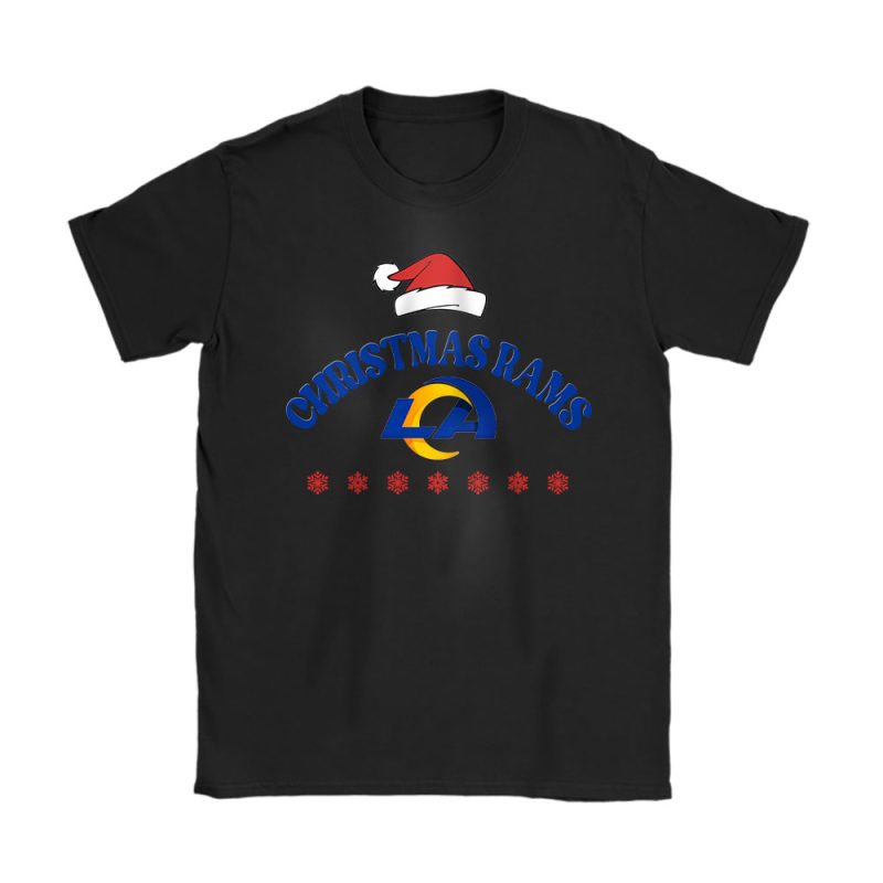 Los Angeles Rams Merry Christmas NFL Gift For Fan Cute Santa Hohoho Unisex T-Shirt Cotton Tee TAT20795