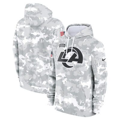 Los Angeles Rams Youth 2024 Salute To Service Pullover Hoodie - White/Gray