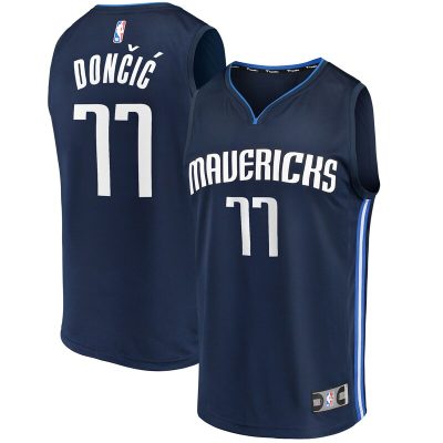 Luka Doncic Dallas Mavericks Fast Break Team Replica Jersey Navy - Statement Edition