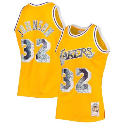 Magic Johnson Los Angeles Lakers 1984/85 Hardwood Classics NBA 75th Anniversary Diamond Swingman Jersey - Gold