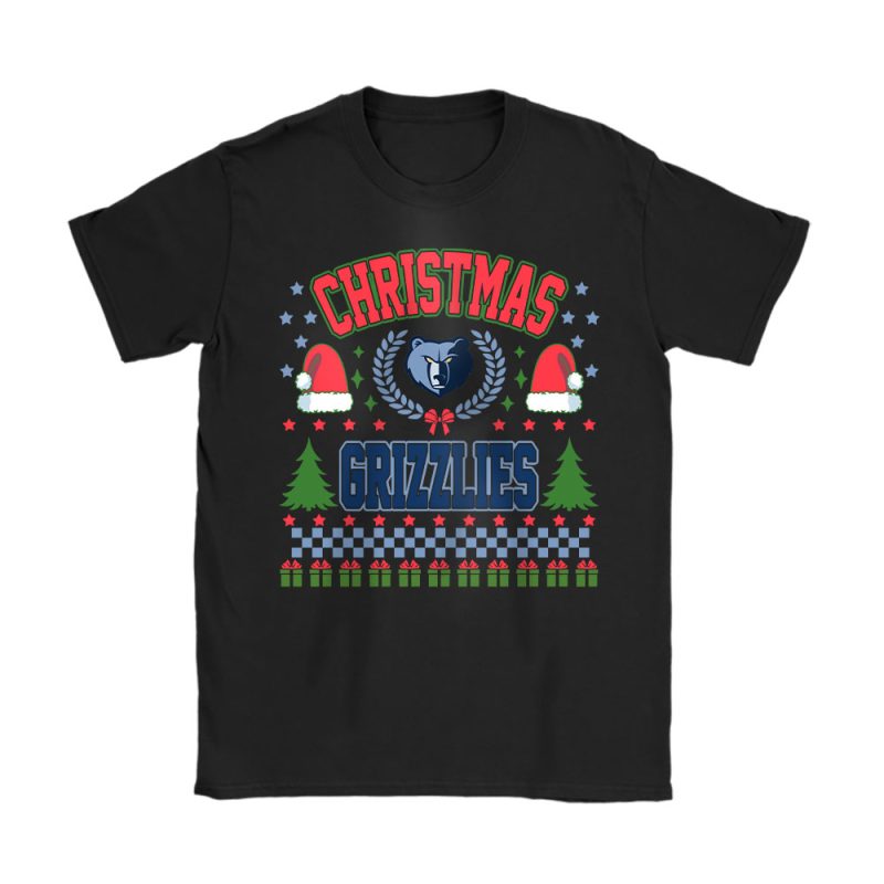 Memphis Grizzlies Merry Christmas NBA Gift For Fan Cute Santa Hohoho Unisex T-Shirt Cotton Tee TAT21791