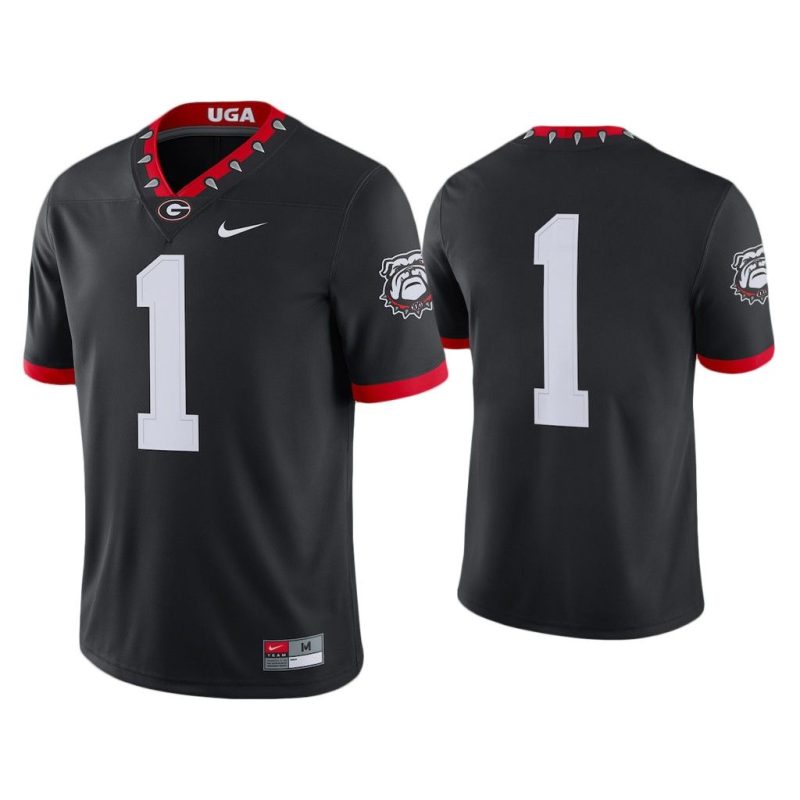 Men Georgia Bulldogs #1 Black Alternate Game Mascot 100th Anniversary Jersey