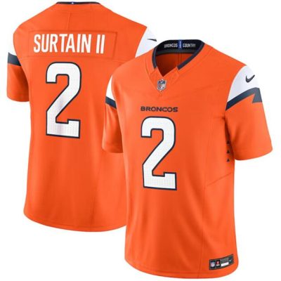 Men's Denver Broncos #2 Pat Surtain II Orange 2024 F.U.S.E. Vapor Limited Stitched Football Jersey