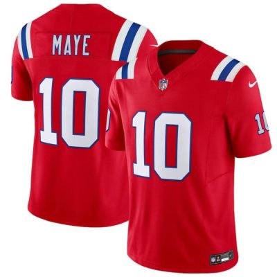 Men's New England Patriots #10 Drake Maye Red 2024 Draft F.U.S.E. Vapor Limited Football Stitched Jersey