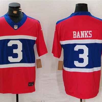 Men's New York Giants #3 Deonte Banks Century Red Alternate Vapor F.U.S.E. Limited Football Stitched Jersey