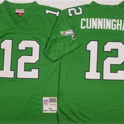 Men's Philadelphia Eagles #12 Randall Cunningham Kelly Green Throwback Football Stitched Jersey