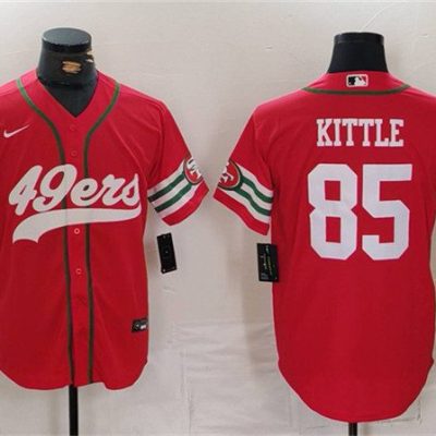 Men's San Francisco 49ers #85 George Kittle Red With Patch Cool Base Stitched Jersey