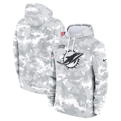 Miami Dolphins 2024 Salute to Service Club Fleece Pullover Hoodie - Arctic Camo