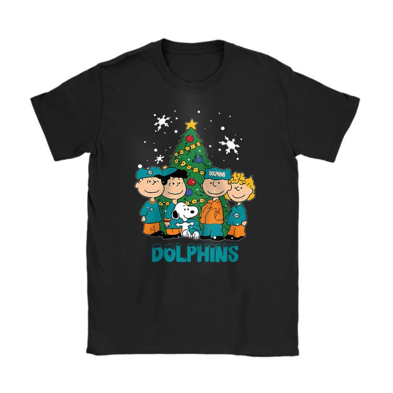 Miami Dolphins Merry Christmas NFL Gift For Fan Christmas Snoopy And Friends Unisex T-Shirt Cotton Tee TAT20856