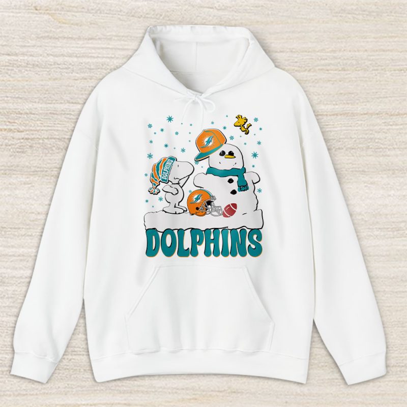 Miami Dolphins Merry Christmas NFL Gift For Fan Christmas Snoopy And Snow Man Unisex Hoodie TAS20857