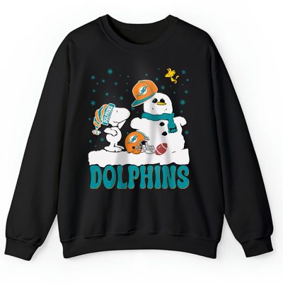 Miami Dolphins Merry Christmas NFL Gift For Fan Christmas Snoopy And Snow Man Unisex Sweatshirt TAH20857