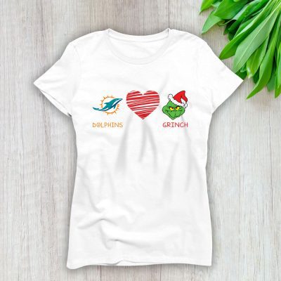 Miami Dolphins Merry Christmas NFL Gift For Fan Cute Grinch Lady T-Shirt Women Tee LTL20863