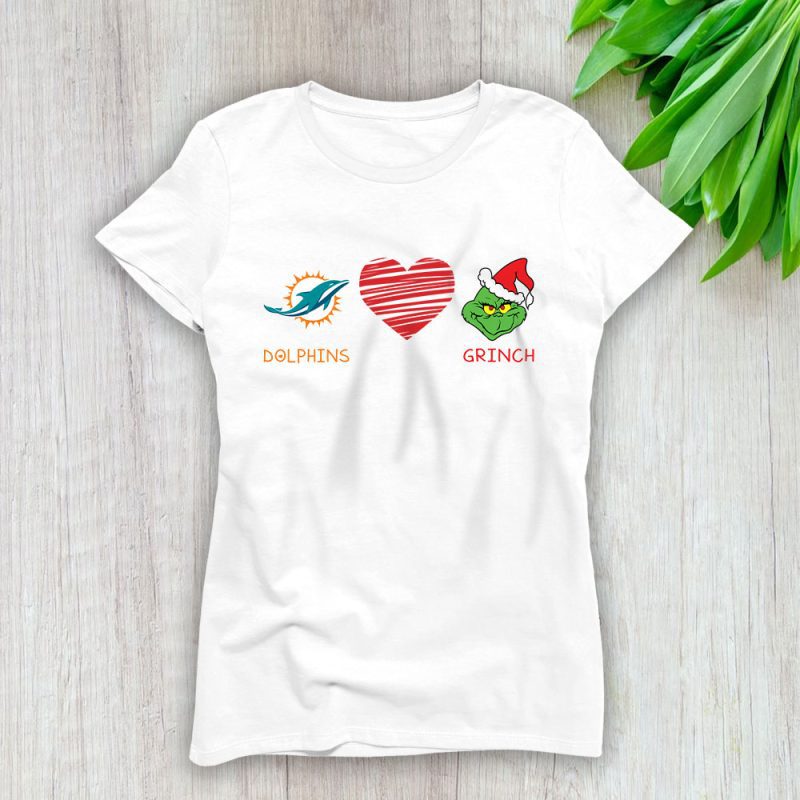 Miami Dolphins Merry Christmas NFL Gift For Fan Cute Grinch Lady T-Shirt Women Tee LTL20863