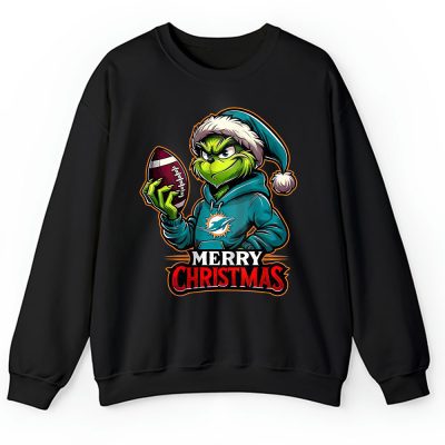 Miami Dolphins Merry Christmas NFL Gift For Fan Cute Grinch Unisex Sweatshirt TAH20840