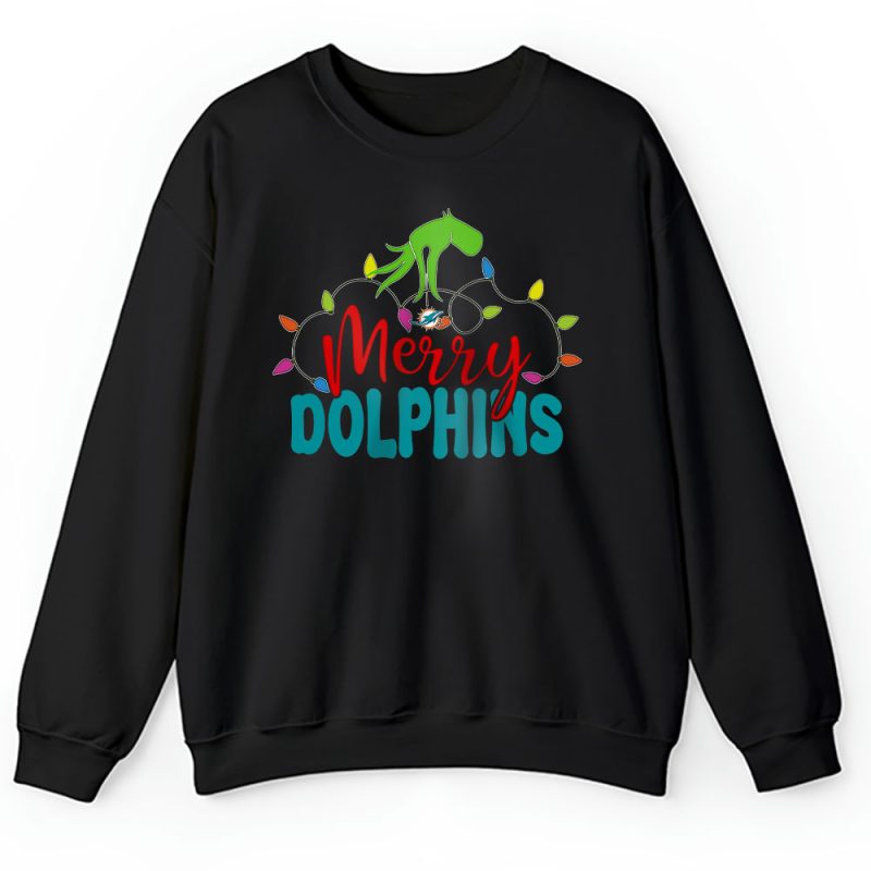 Miami Dolphins Merry Christmas NFL Gift For Fan Cute Grinch Unisex Sweatshirt TAH20859