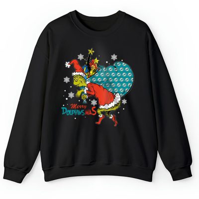 Miami Dolphins Merry Christmas NFL Gift For Fan Cute Grinch Unisex Sweatshirt TAH20860