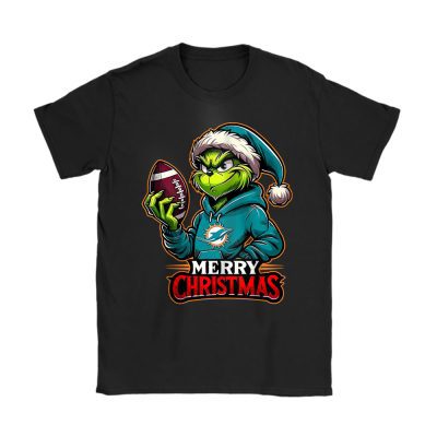 Miami Dolphins Merry Christmas NFL Gift For Fan Cute Grinch Unisex T-Shirt Cotton Tee TAT20840