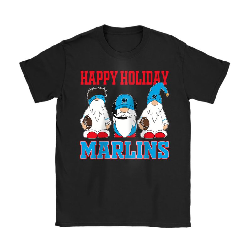 Miami Marlins Merry Christmas MLB Gift For Fan Christmas Gnomes Unisex T-Shirt Cotton Tee TAT21458