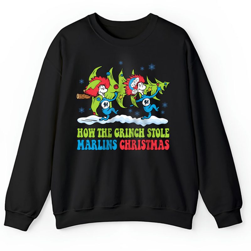 Miami Marlins Merry Christmas MLB Gift For Fan Cute Grinch Unisex Sweatshirt TAH21796