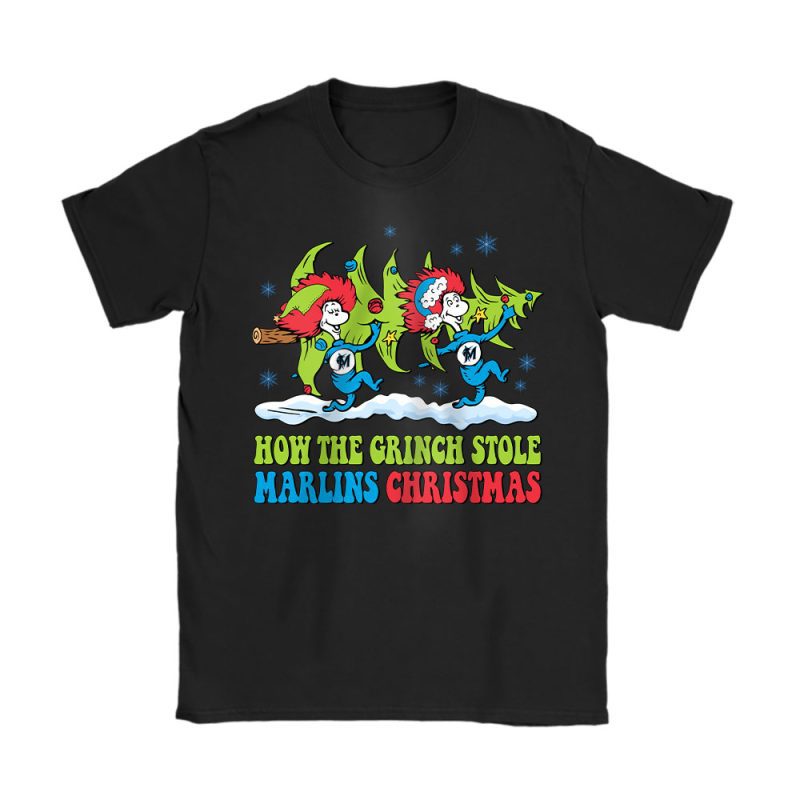 Miami Marlins Merry Christmas MLB Gift For Fan Cute Grinch Unisex T-Shirt Cotton Tee TAT21796