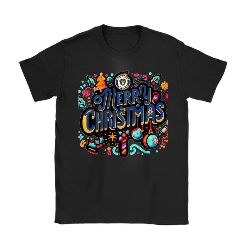 Milwaukee Brewers Merry Christmas MLB Gift For Fan Christmas Funny Unisex T-Shirt Cotton Tee TAT21462