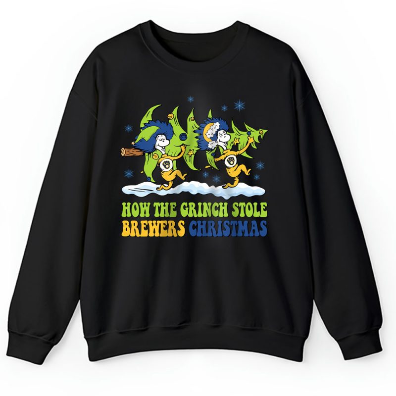 Milwaukee Brewers Merry Christmas MLB Gift For Fan Cute Grinch Unisex Sweatshirt TAH21804