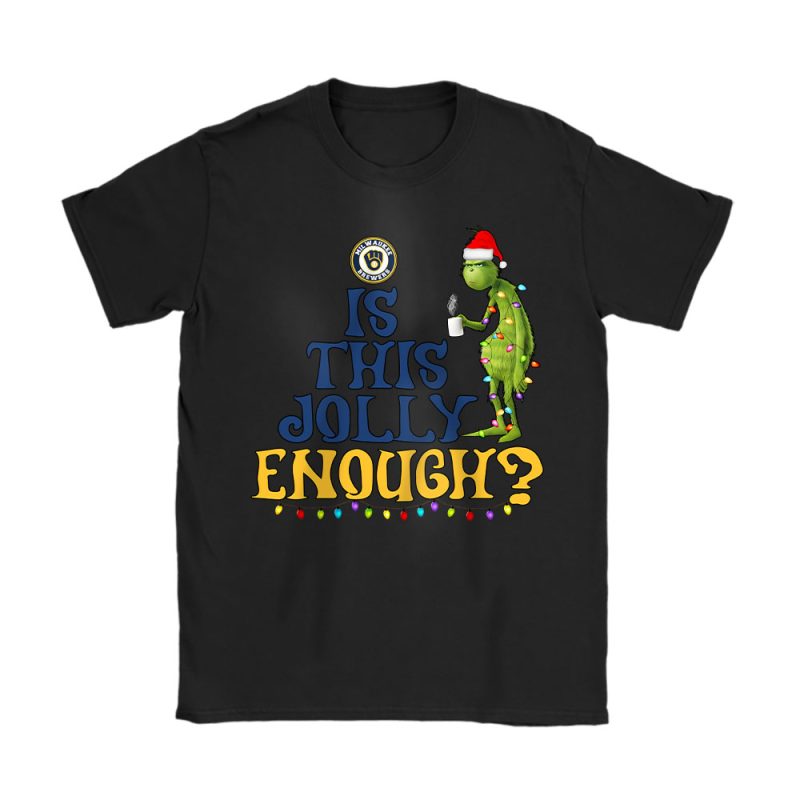 Milwaukee Brewers Merry Christmas MLB Gift For Fan Cute Grinch Unisex T-Shirt Cotton Tee TAT21463