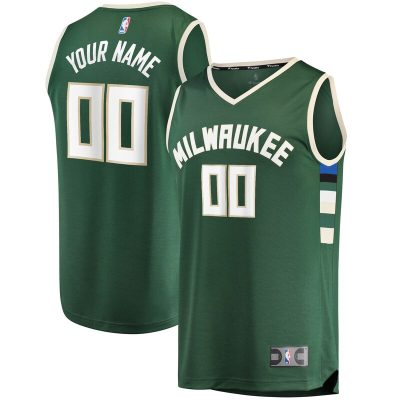 Milwaukee Bucks Fast Break Custom Replica Jersey Hunter Green - Icon Edition