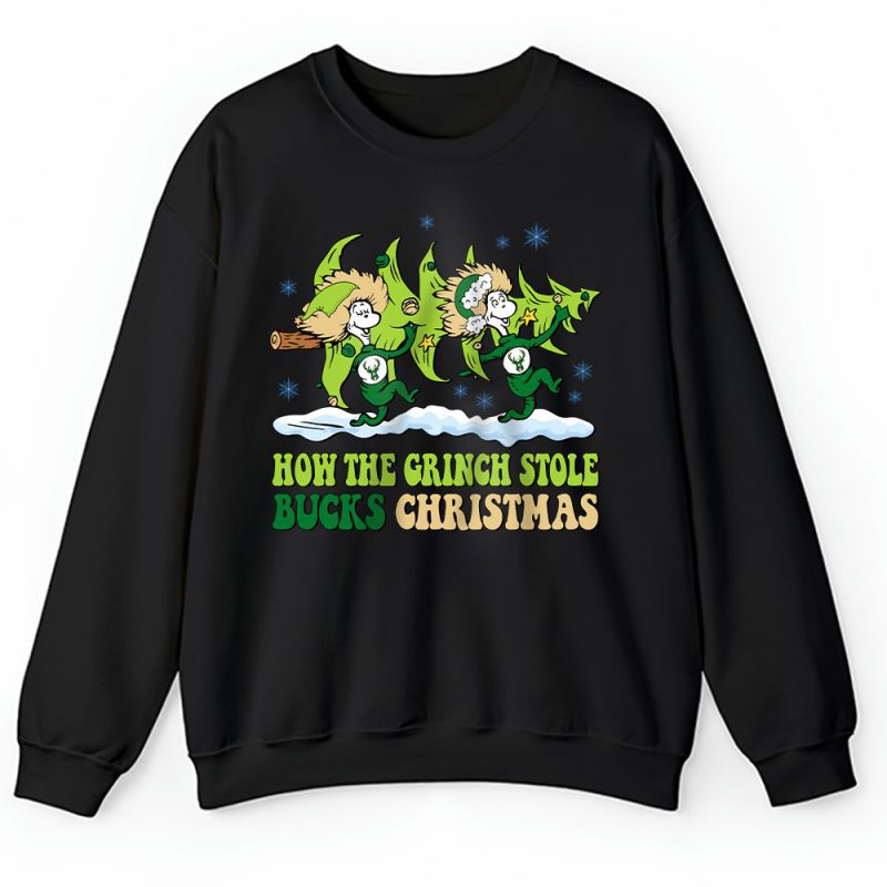 Milwaukee Bucks Merry Christmas NBA Gift For Fan Cute Grinch Unisex Sweatshirt TAH21800