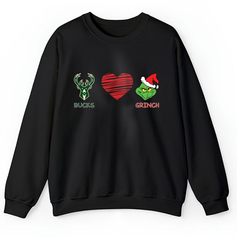 Milwaukee Bucks Merry Christmas NBA Gift For Fan Cute Grinch Unisex Sweatshirt TAH21802