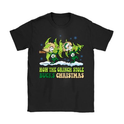 Milwaukee Bucks Merry Christmas NBA Gift For Fan Cute Grinch Unisex T-Shirt Cotton Tee TAT21800