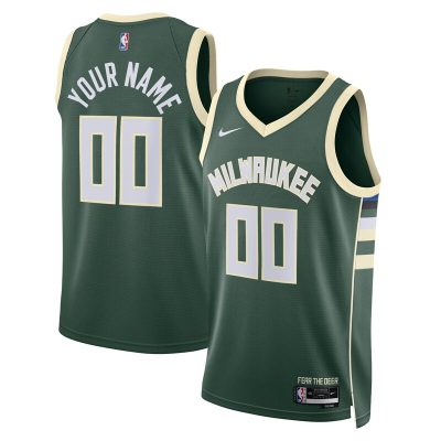 Milwaukee Bucks Swingman Custom Jersey Hunter Green - Icon Edition