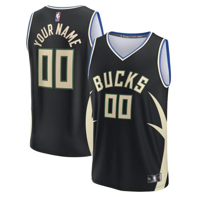 Milwaukee Bucks Youth Fast Break Custom Jersey - Black - Statement Edition