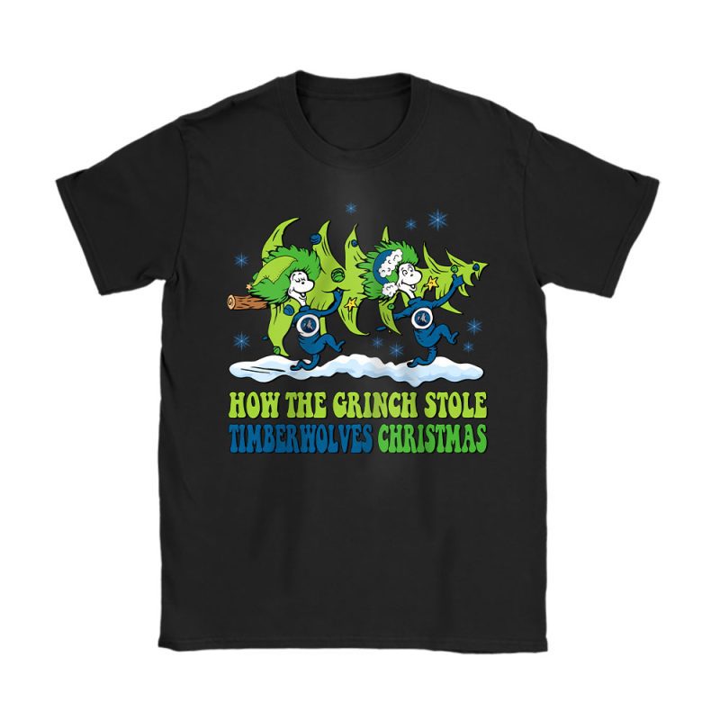 Minnesota Timberwolves Merry Christmas NBA Gift For Fan Cute Grinch Unisex T-Shirt Cotton Tee TAT21808