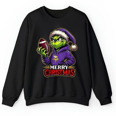 Minnesota Vikings Merry Christmas NFL Gift For Fan Cute Grinch Unisex Sweatshirt TAH20875