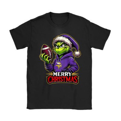 Minnesota Vikings Merry Christmas NFL Gift For Fan Cute Grinch Unisex T-Shirt Cotton Tee TAT20875