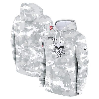 Minnesota Vikings Youth 2024 Salute To Service Pullover Hoodie - White/Gray