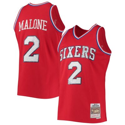 Moses Malone Philadelphia 76ers 1982/83 Hardwood Classics NBA 75th Anniversary Diamond Swingman Jersey - Red