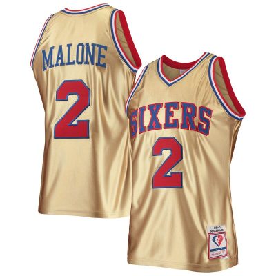 Moses Malone Philadelphia 76ers 75th Anniversary 1982/83 Hardwood Classics Swingman Jersey - Gold