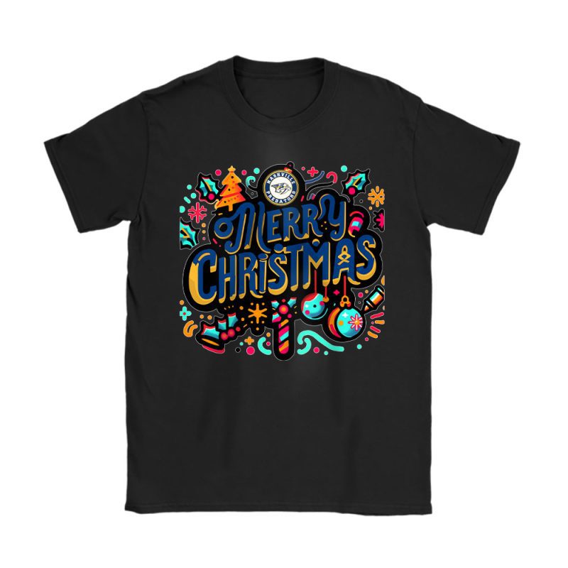 Nashville Predators Merry Christmas NHL Gift For Fan Christmas Funny Unisex T-Shirt Cotton Tee TAT21482