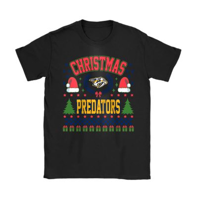 Nashville Predators Merry Christmas NHL Gift For Fan Cute Santa Hohoho Unisex T-Shirt Cotton Tee TAT21831