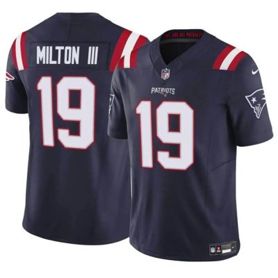 New England Patriots #19 Joe Milton III Navy 2024 F.U.S.E. Vapor Limited Football Stitched Jersey