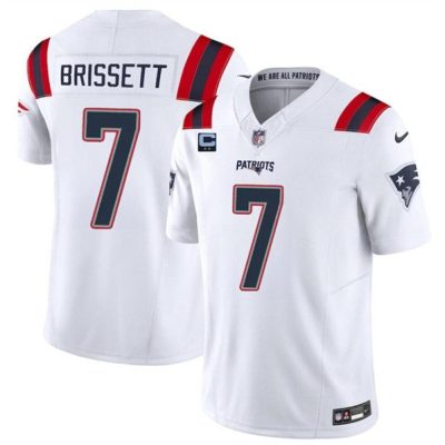 New England Patriots #7 Jacoby Brissett White 2024 F.U.S.E. With 2-Star C Patch Vapor Limited Football Stitched Jersey