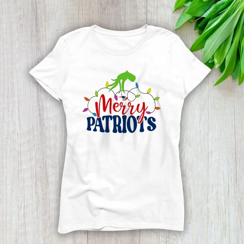 New England Patriots Merry Christmas NFL Gift For Fan Cute Grinch Lady T-Shirt Women Tee LTL20929