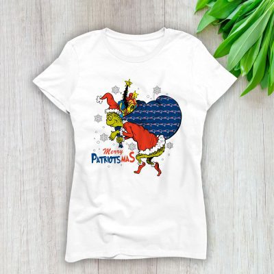 New England Patriots Merry Christmas NFL Gift For Fan Cute Grinch Lady T-Shirt Women Tee LTL20930