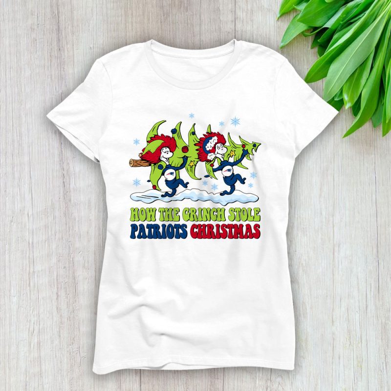 New England Patriots Merry Christmas NFL Gift For Fan Cute Grinch Lady T-Shirt Women Tee LTL20931