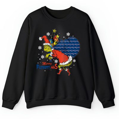 New England Patriots Merry Christmas NFL Gift For Fan Cute Grinch Unisex Sweatshirt TAH20930