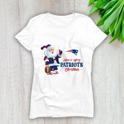 New England Patriots Merry Christmas NFL Gift For Fan Cute Santa Hohoho Lady T-Shirt Women Tee LTL20928